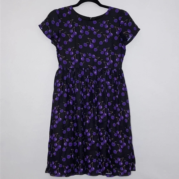 Emma Riley Purple Cherry Short Sleeve Dress - Size 14 - Picture 1 of 6